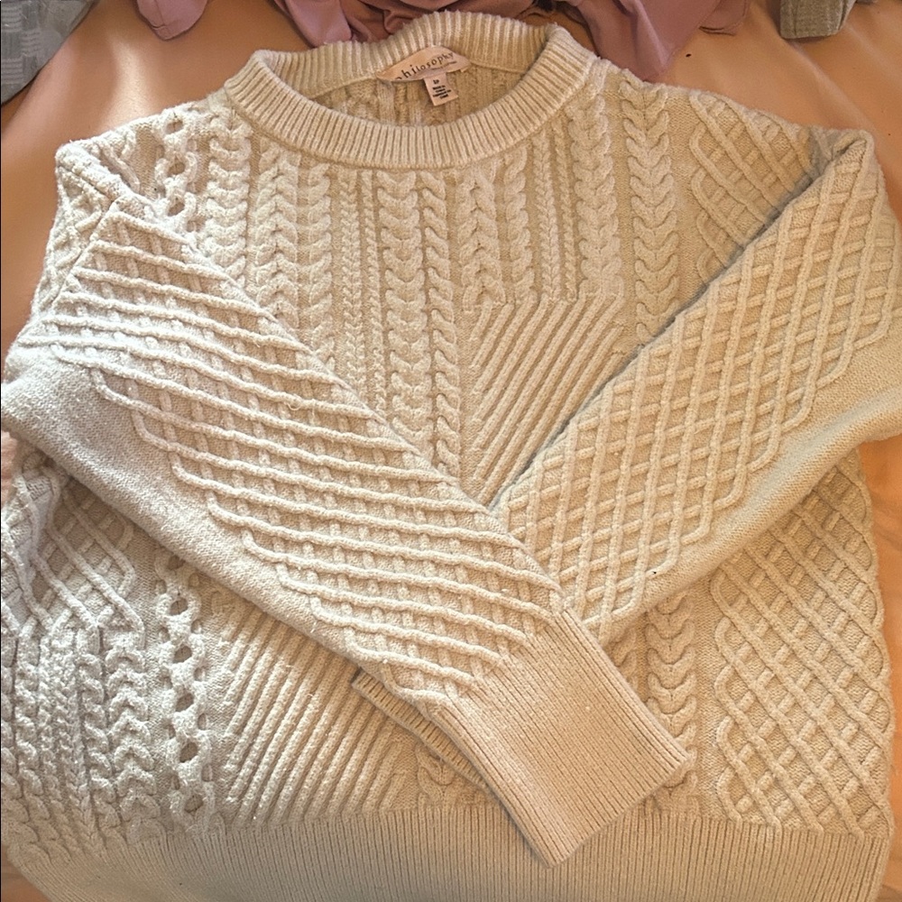 Philosophy Cream Cable Knit Sweater